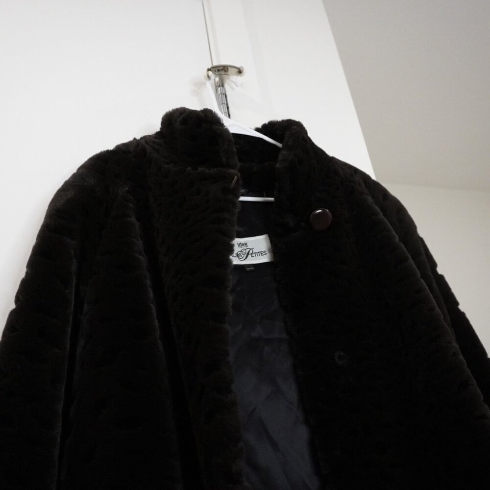 Vintage Black Faux Fur Teddy Coat - Picture 6 of 10